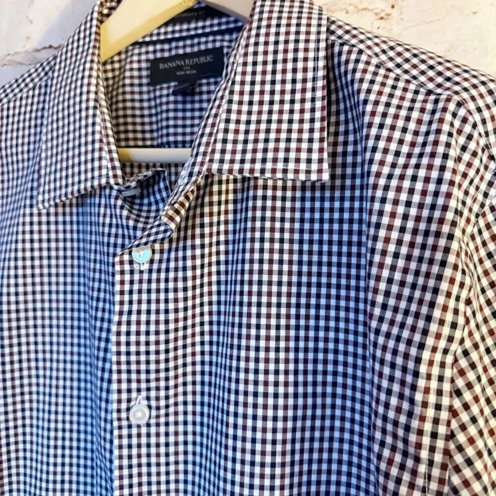 Banana Republic untucked fit plaid dress shirt